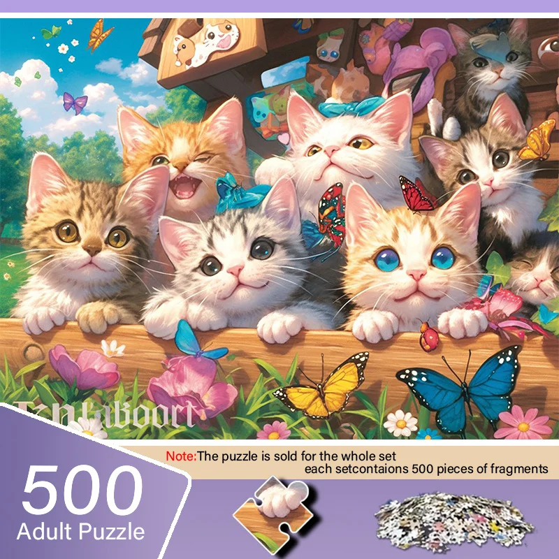 Eine Schachtel mit Mini-Puzzles für Erwachsene mit niedlichen Kätzchen-Designs – kratzfest, herausfordernd, geeignet für Erwachsene, Familienspaß, Zuhause