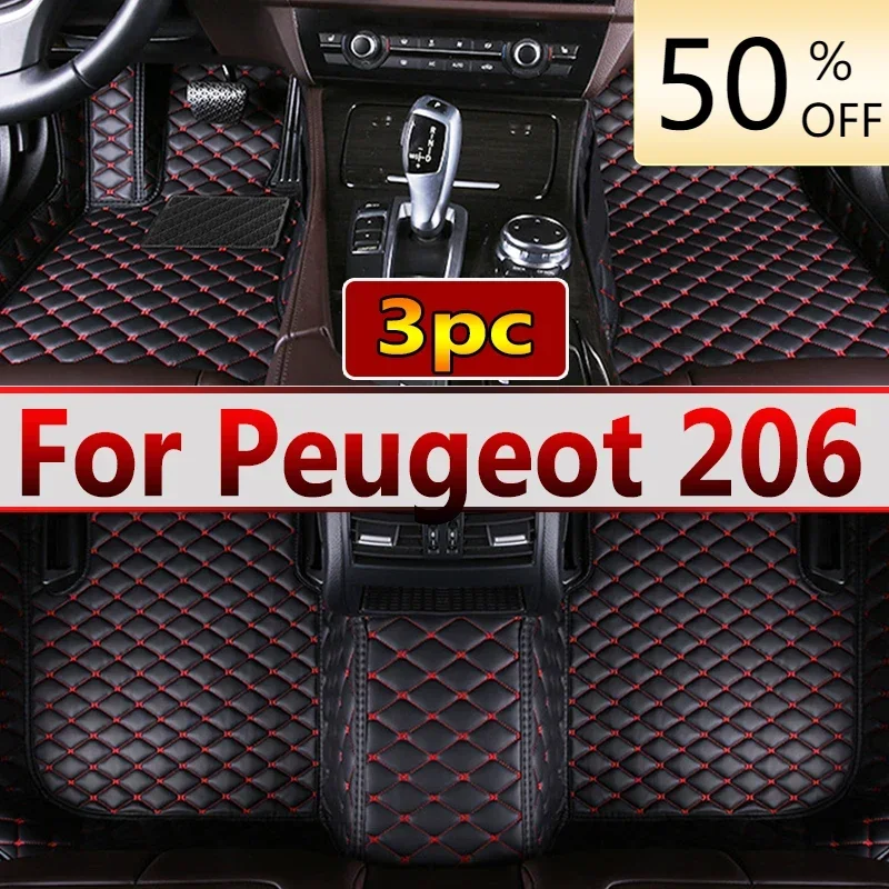 Car Floor Mats For Peugeot 206 206+ 1998~2013 Carpets Rugs Luxury Leather Mat Interior Parts Car Accessories 1999 2000 2001 2002