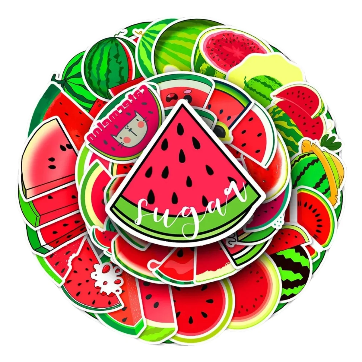 10/30/50PCS Cartoon Watermelon Fruit and Vegetable Stickers Desk Refrigerator Computer Waterproof Stickers Wholesale