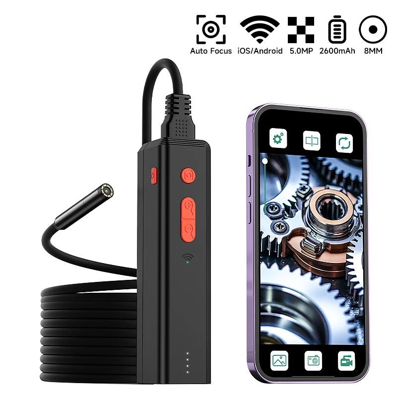 

WIFI эндоскоп видеокамера с автофокусом HD1080P одиночный двойной тройной объектив водонепроницаемый светодиодный USB-зонд автомобильный трубопровод инспекционный бороскоп