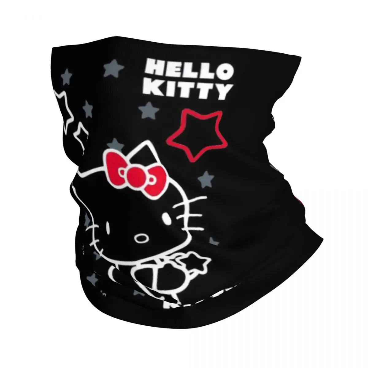 Personalizado Hello Kitty diadema de invierno calentador de cuello mujeres hombres senderismo caza tubo bufanda Sanrio Kitty cara blanca Bandana polaina