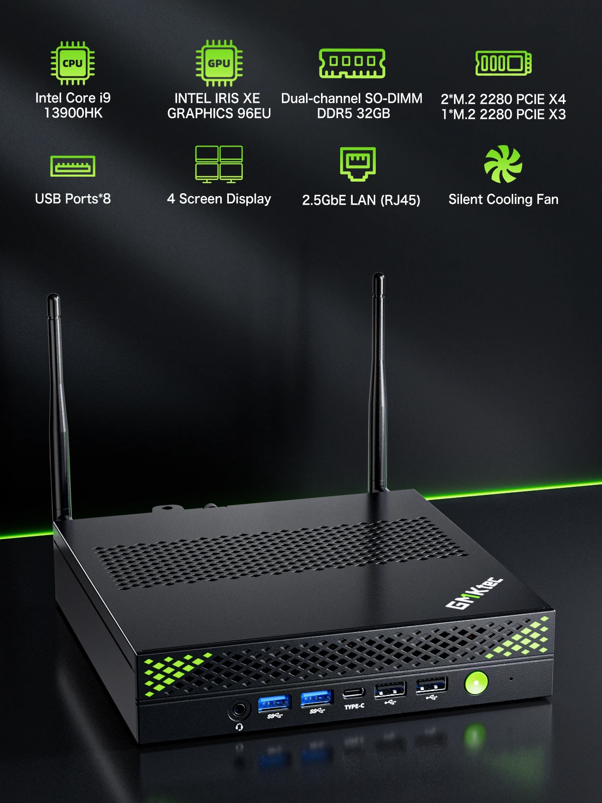 2026 Hot GMKtec K10 Mini PC Gaming PCIntel Core I9-13900HK Mini