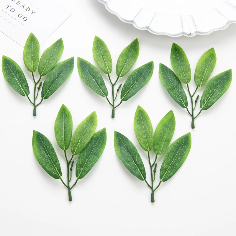 50/100 Stück künstliche Pflanzen, grüne Seide, Oleander-Blätter für Hochzeit, Girlande, Weihnachten, Heimdekoration, DIY-Süßigkeitsbox, Sammelalbum – Detail 6