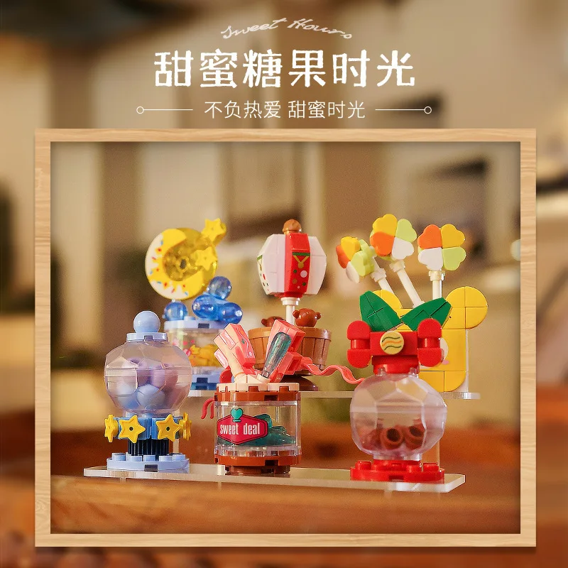 Building Blocks Candy Party Cute Cartoon Snack Decoration Patchwork Decoration Toy Lollipop Table Ornament  Creative DIY MINI