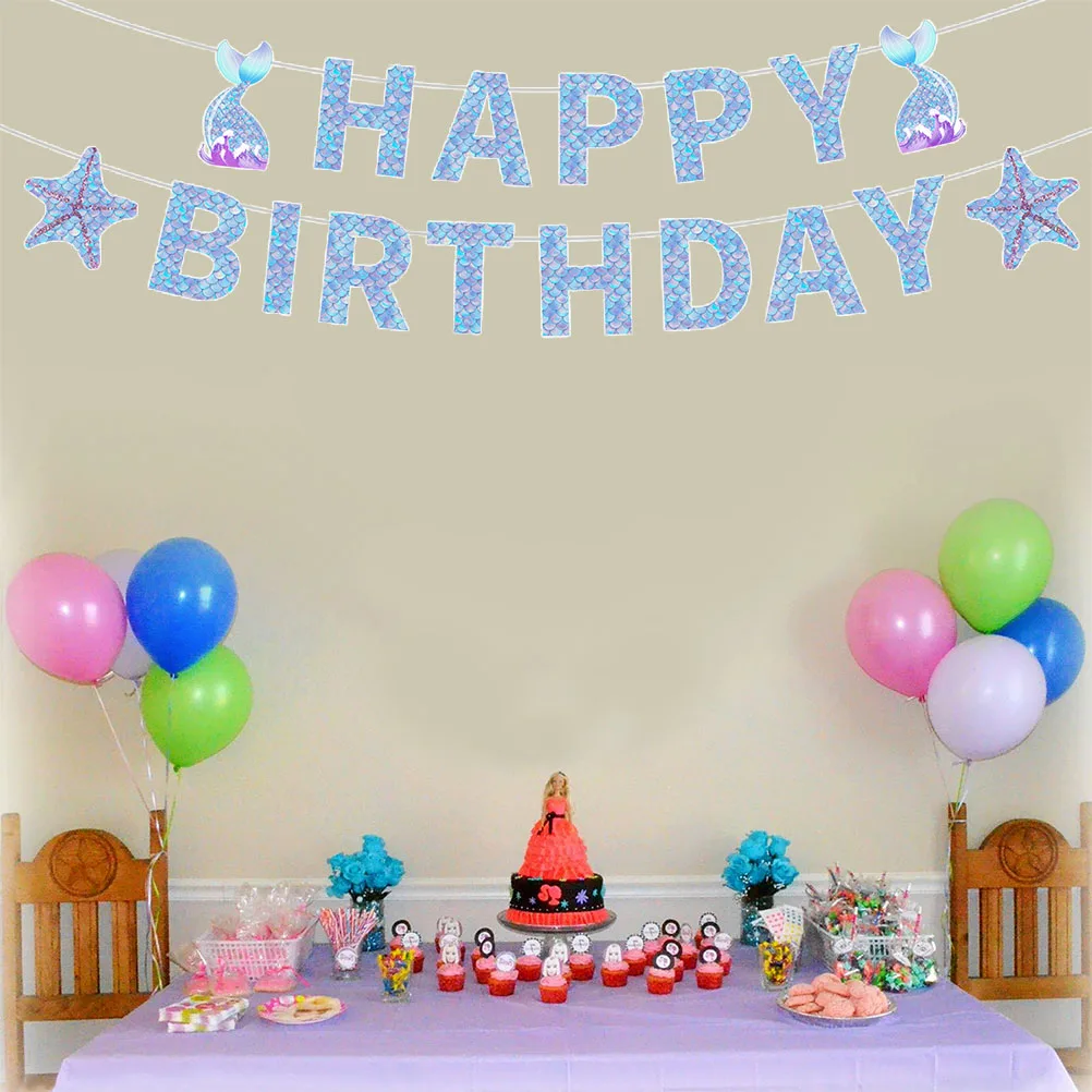 

s Ocean Theme Decor 8 Spiral Seashell Banner 12 Small Plates Cake Cupcake DIY Birthday Party Decoration