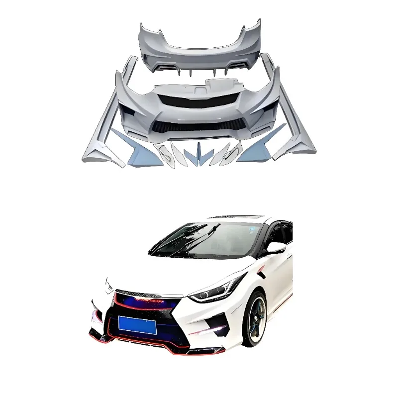 

Aftermarket Parts Pp Body Kit Front Bumper, Rear Bumper and Side Skirt Engine Hood for Hyundai Elantra 2012 2013 2014 2015