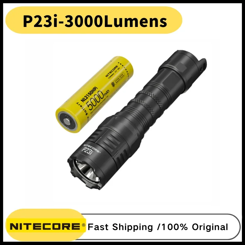 NITECORE P23i Tactical USB-C Rechargeable Flashlight 3000 Lumens LED Outdoor Hunting Torch Include 21700 Battery