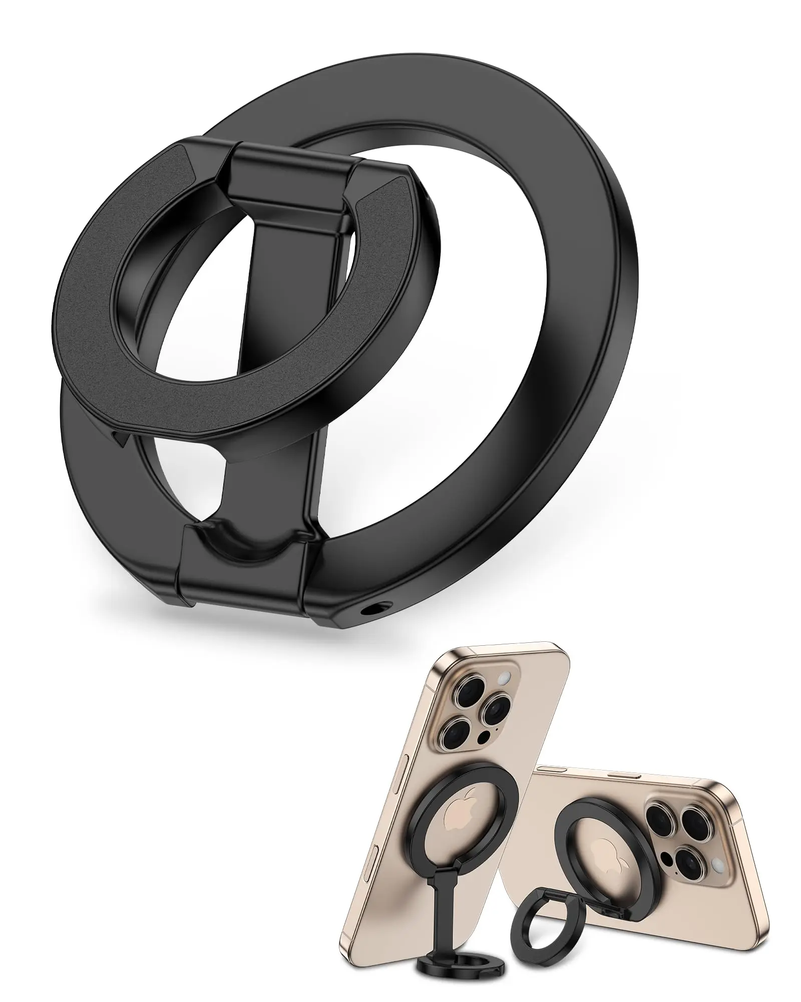 

360° Rotatable Foldable Magsafe Ring Holder Double Sided Magnetic Finger Grip Compatible with iPhone 12-17 Magsafe Car Mount
