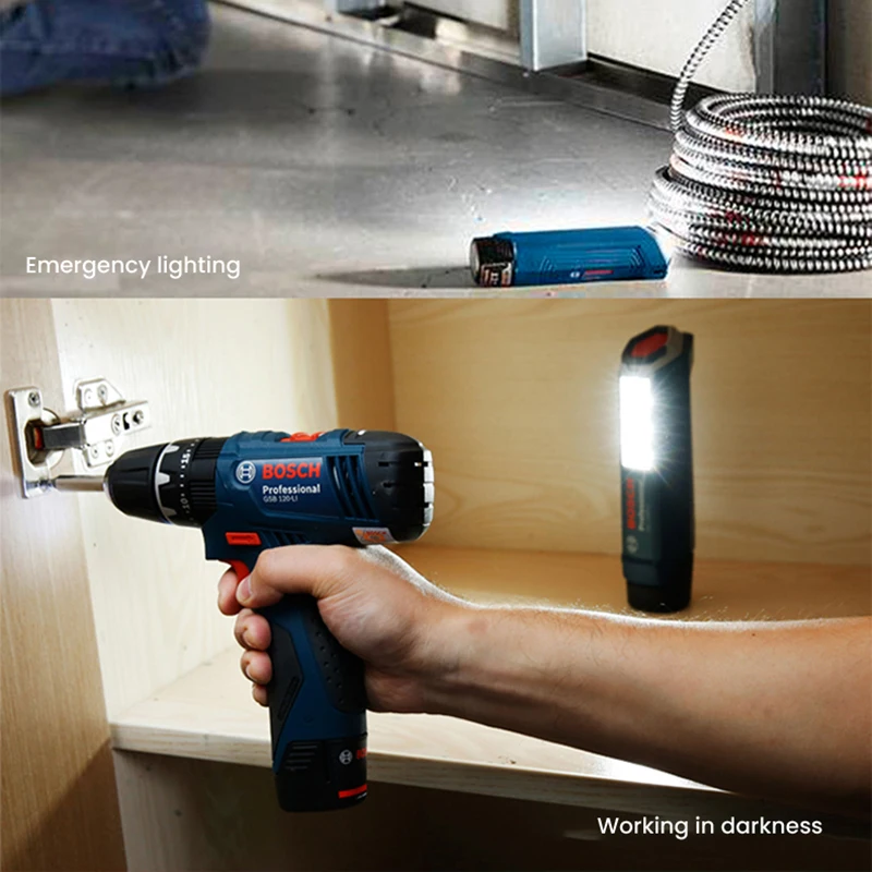Bosch GLI120 -Li 12V Battery GLI180 -Li 18V LED Lamp Rechargeable Strong Light Flashlight Electric Tool Maintenance Lighting