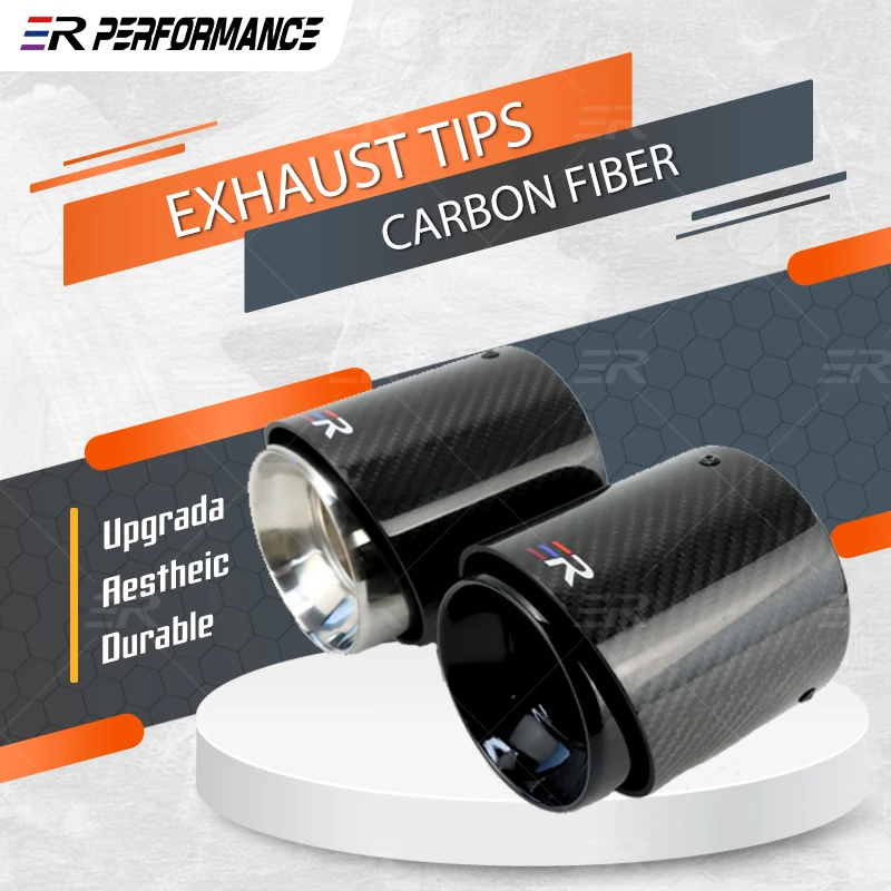 

1PC Fit For BMW Exhaust Modified Suitable Cars Accessories Glossy Black Carbon Fiber Cars Decoration Tail Muffler Pipe Tips