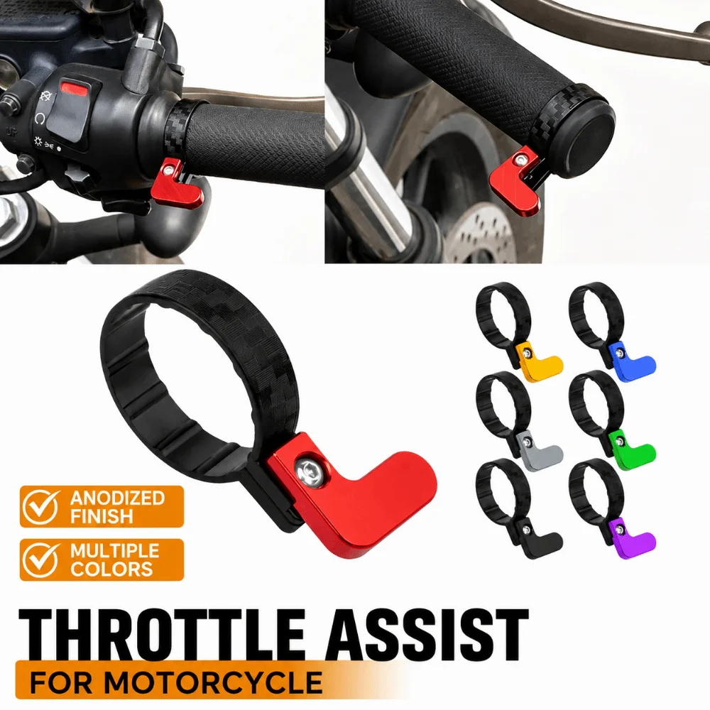 Aluminum Alloy Motorcycle Accessories Assist Clip Easy Clamp Mount Adjustable Speed Control Helper Riding Labor Saver Universal