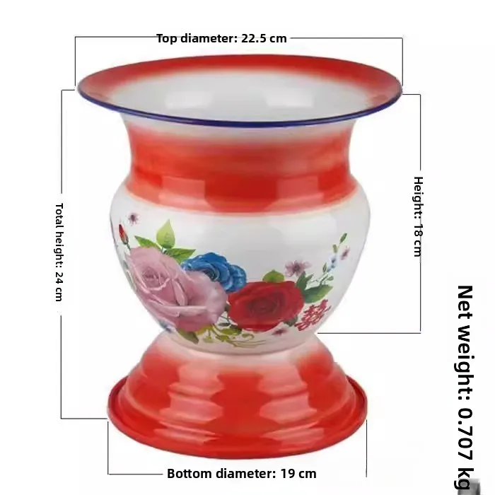 

Vintage Enamel Urinal with Lid High-legged Ceramic Toilet for Children And Elderly People Portable Urination Basin Painted Gl...