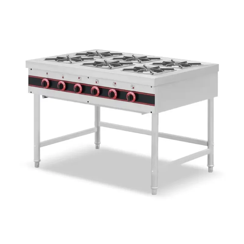 Stainless steel restaurant gas cooker, self-contained cooking equipment gas cooker with 6 burners