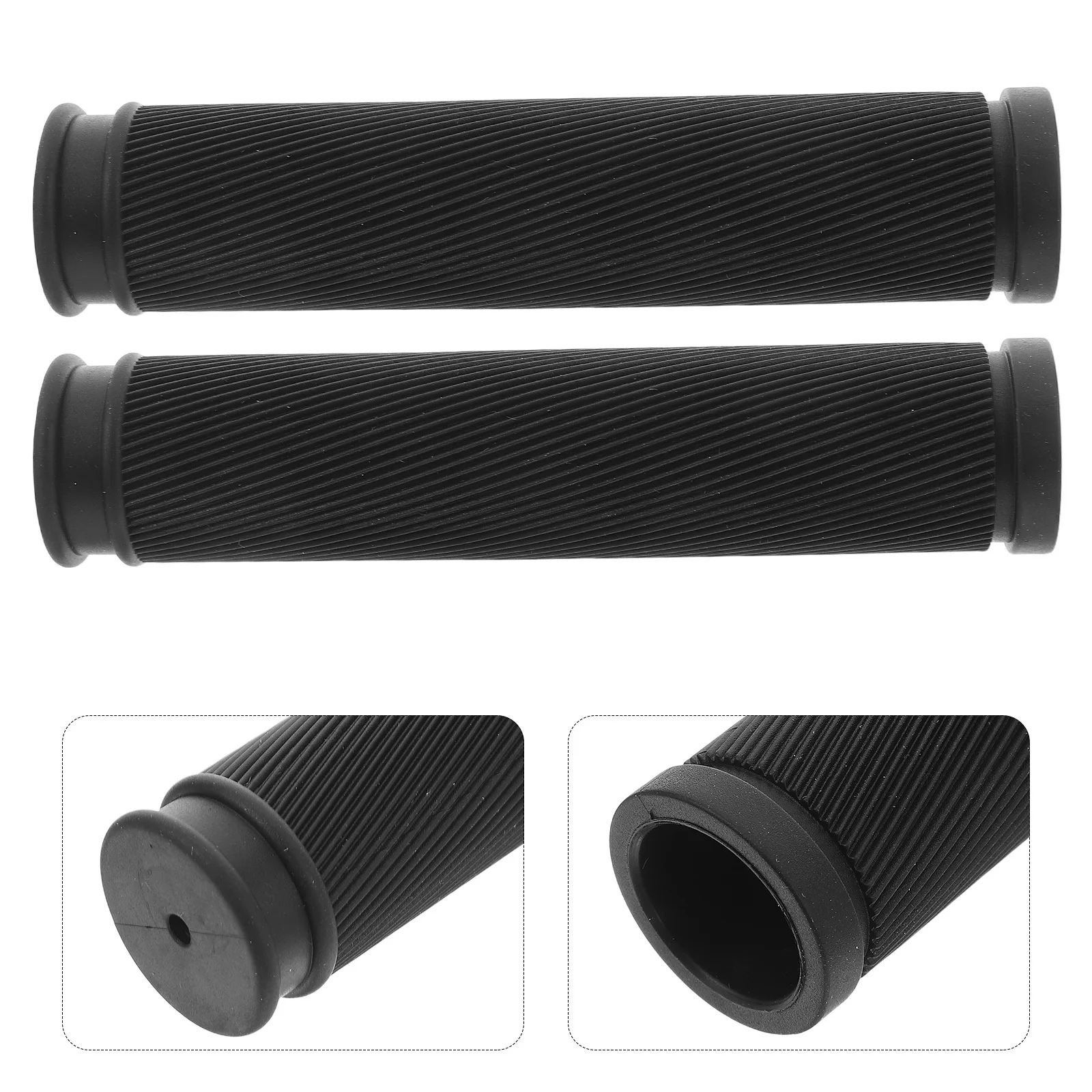 2 Pair Bicycle Grip Scooter Handlebar Grips Non-slip Black Rubber Covers for Bikes
