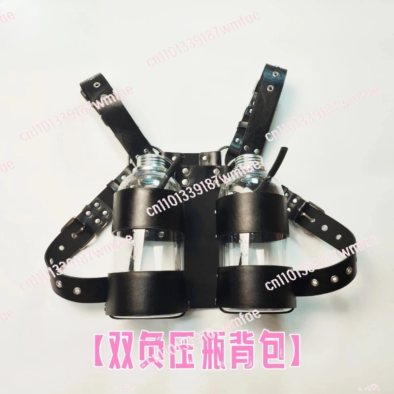 double bottle breathing pressurization,  Latest rubber chemical cat gas mask negative pressure bottle backpack