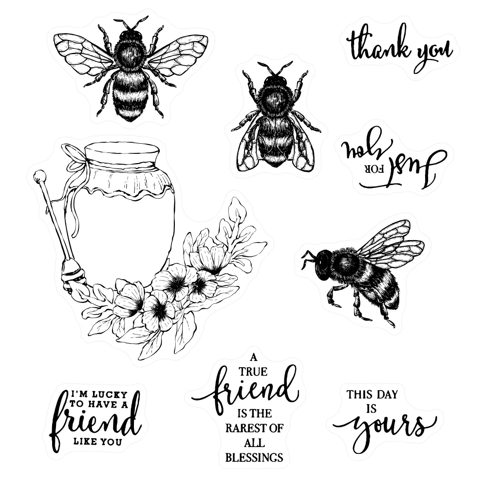 MangoCraft Busy Bees Honey Metal Cutting Dies Clear Stamp Scrapbooking  Decor DIY Cut Dies Silicone Stamps For Cards Diary