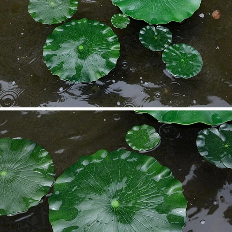 Y3NA Artificial Lotus 4Pcs Floating Foam Lotus Leaves Foliage with Veins Texture Pond Decor 4 Sizes