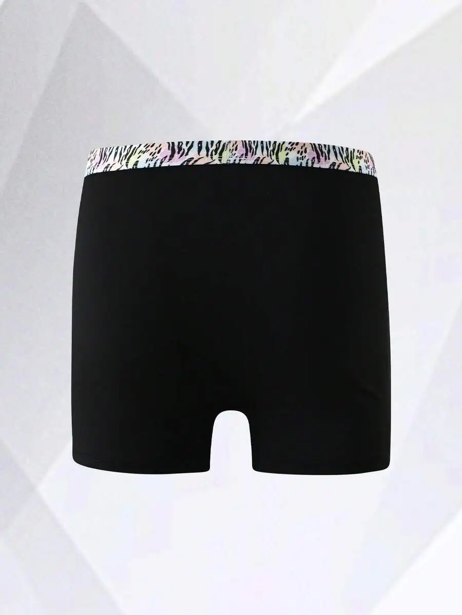 Mens High Stretch Knitted Boxer Briefs With Cartoon Alligator Print And Zebra Waistband