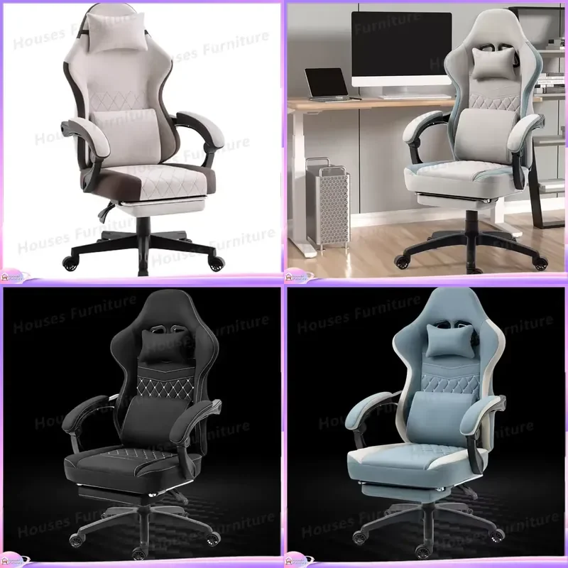 Dowinx Gaming Chair Ergonomic High Back Office Computer Seat with Massage Lumbar Support Footrest Reclining Swivel Fabric