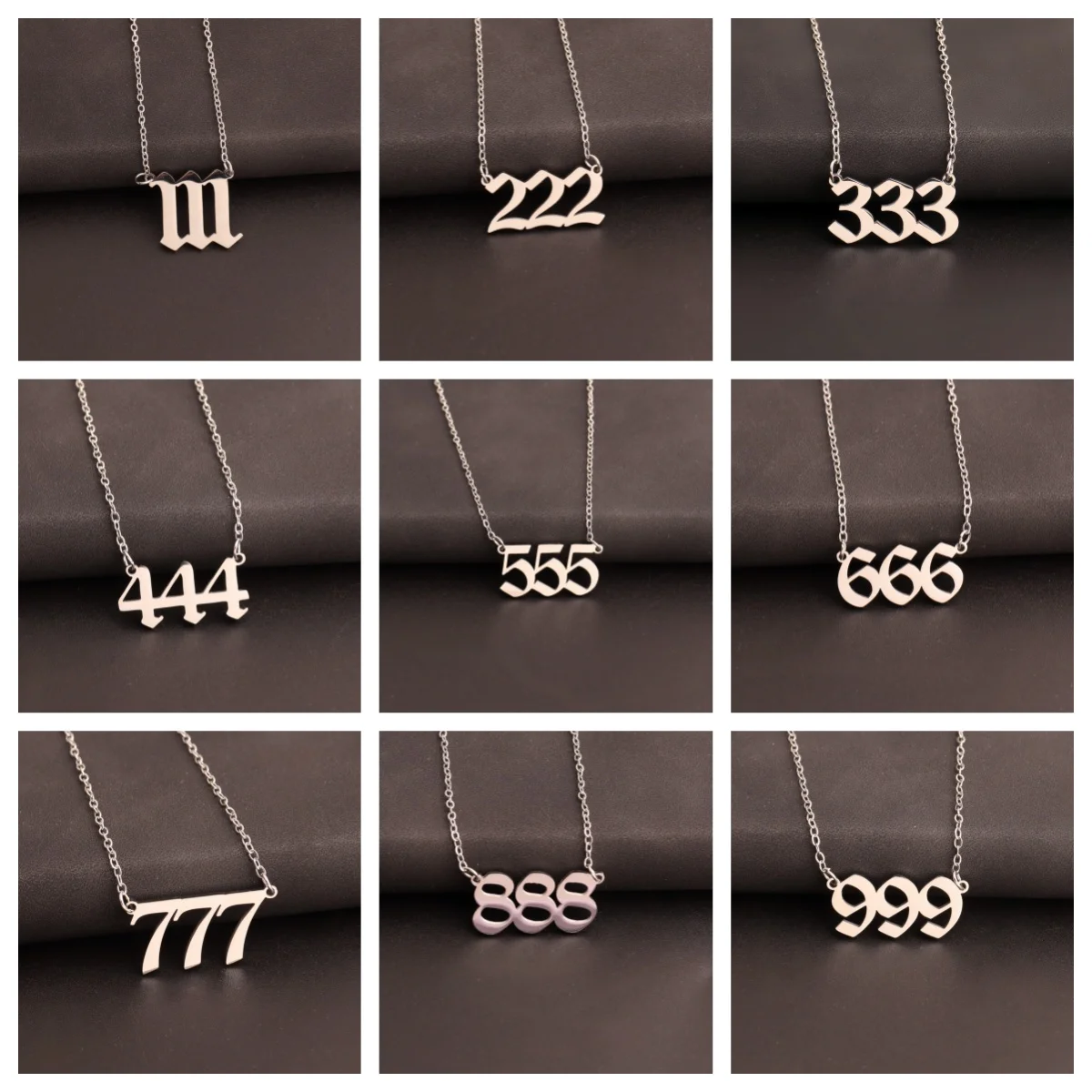 Stainless Steel Angel Number Lucky Numbers Necklaces 111 222 333 444 555 888 999 777 666 Pendant Necklace Charms Jewelry