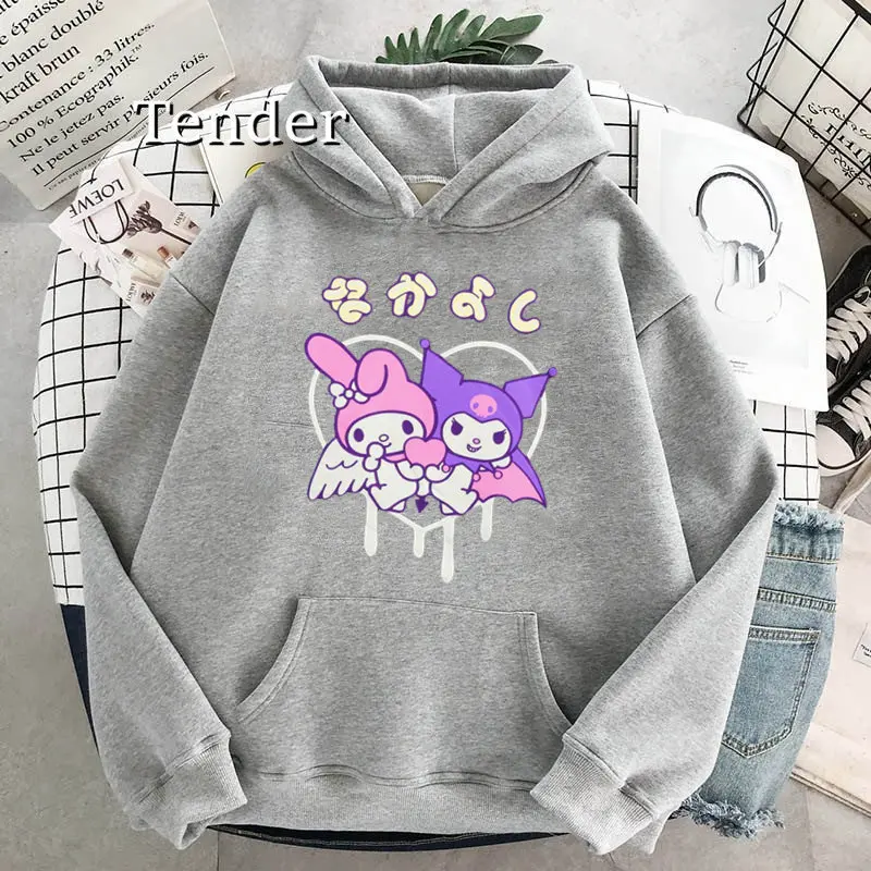 Japanese Streetwear Kuromi Anime Hoodies Clothes My Melody Graphic Sweatshirt Harajuku Kawaii Long Sleeve Women 2024 Top Coat