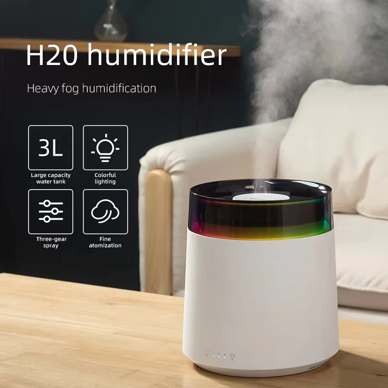 3L Electric Essential Oil Diffuser with Colorful Ambient Light Aroma Humidifier 3 Speed Spray Quiet Moisturizing for Home Office
