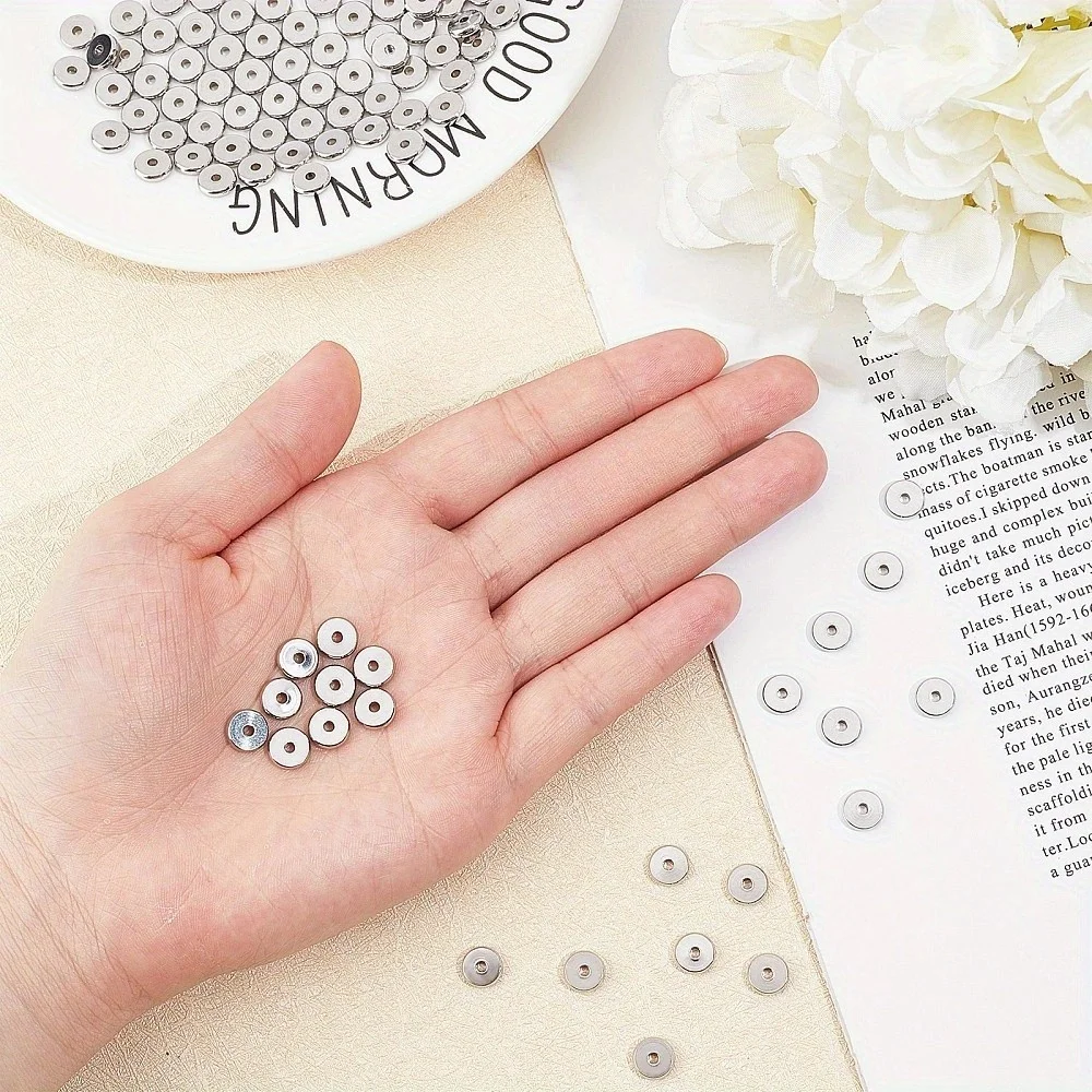 4/5/6 مللي متر الصلب اللون قرص مستدير الفولاذ المقاوم للصدأ متباعدة فضفاض الخرز لصنع المجوهرات سوار قلادة ياردروب DIY بها بنفسك اكسسوارات
