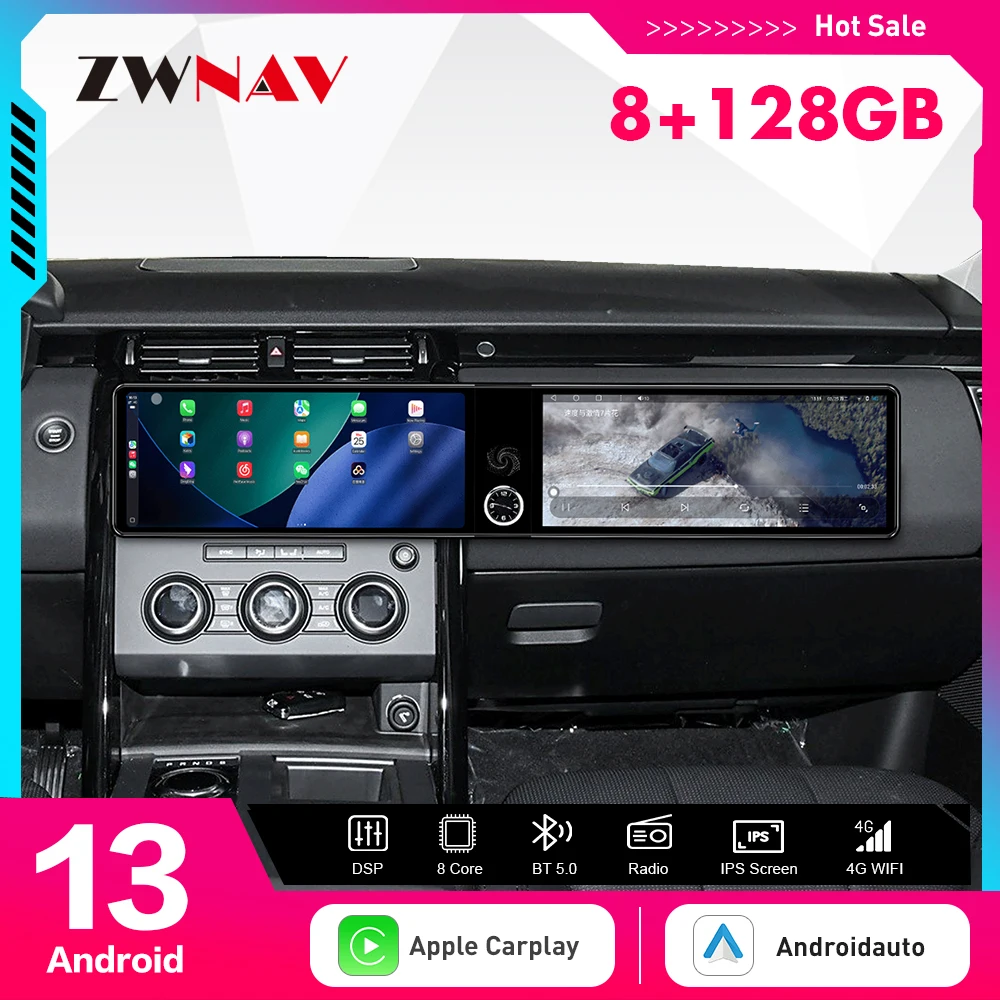 Dual 12.3 Screen Qualcomm For Land Rover Discovery 5 2017-2019 Android13 Car Radio Multimedia Player GPS Navigation Heat Unit-