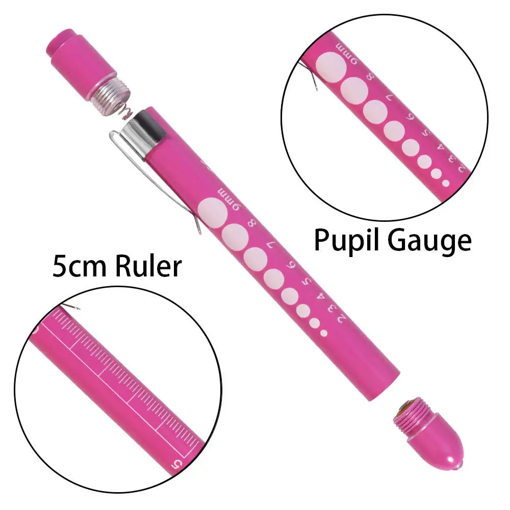 Pen Light with Pupil Gauge Reusable LED Penlight for Doctor Nurse Diagnostic etc White Light