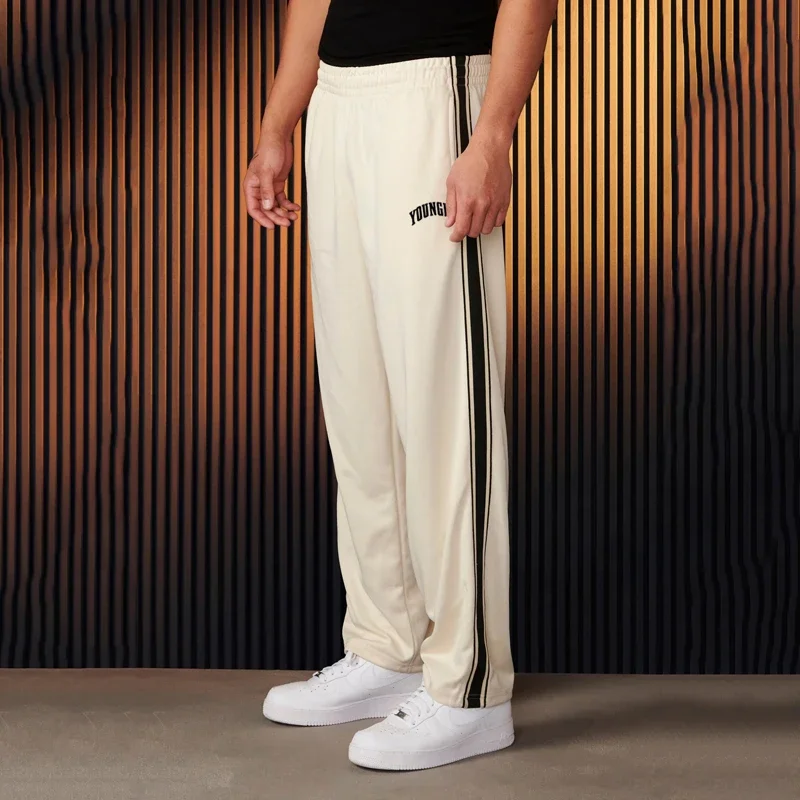 Joggers American style New Men's Sweatpants Weaving belt splicing printed casual pants Gym Sports Fitness Mid Waist trousers