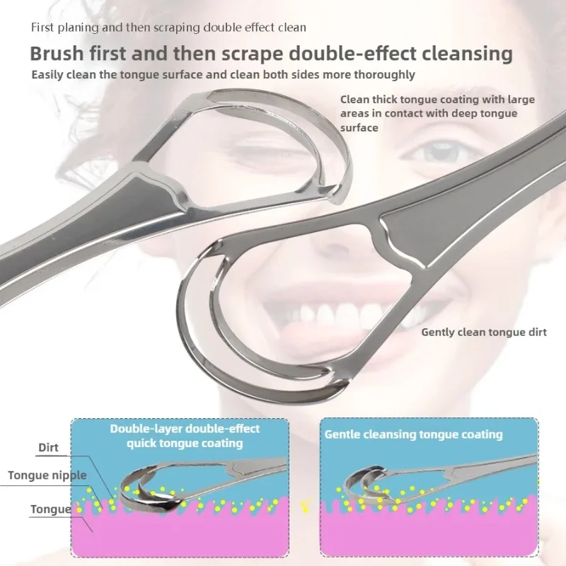 4/5 قطعة الفولاذ المقاوم للصدأ مفيدة اللسان مكشطة الأنظف قابلة لإعادة الاستخدام التنفس الطازج تنظيف المغلفة اللسان نظافة الفم أدوات العناية