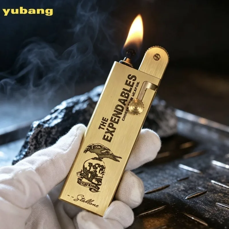 Brass Oil Lighter Bolt Action Design Trench CNC Precision Refillable Flint Wick Vintage Mechanical Durable Pocket EDC Men Gift