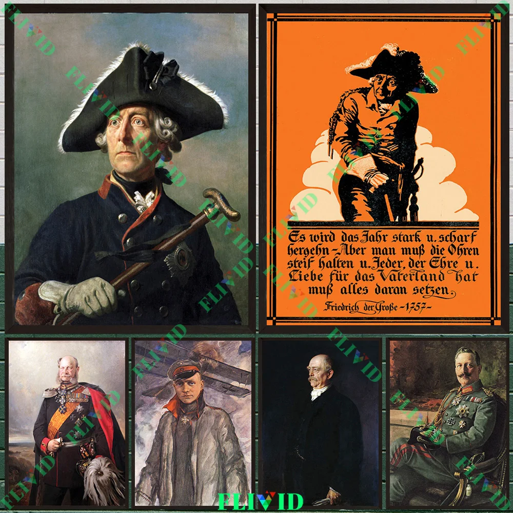 

Imperial German Poster Wall Art Canvas Painting Frederick the Great King of Prussia (Friedrich II) Art Wall Home Decor Unframed