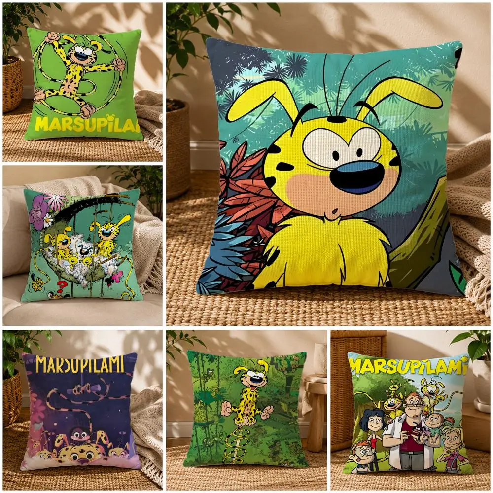 IP-MarsupilamiS Cushion Cover Soft Short Plush Zippered Cushion Covers 40/45/50cm Square Decor for Sofa Home