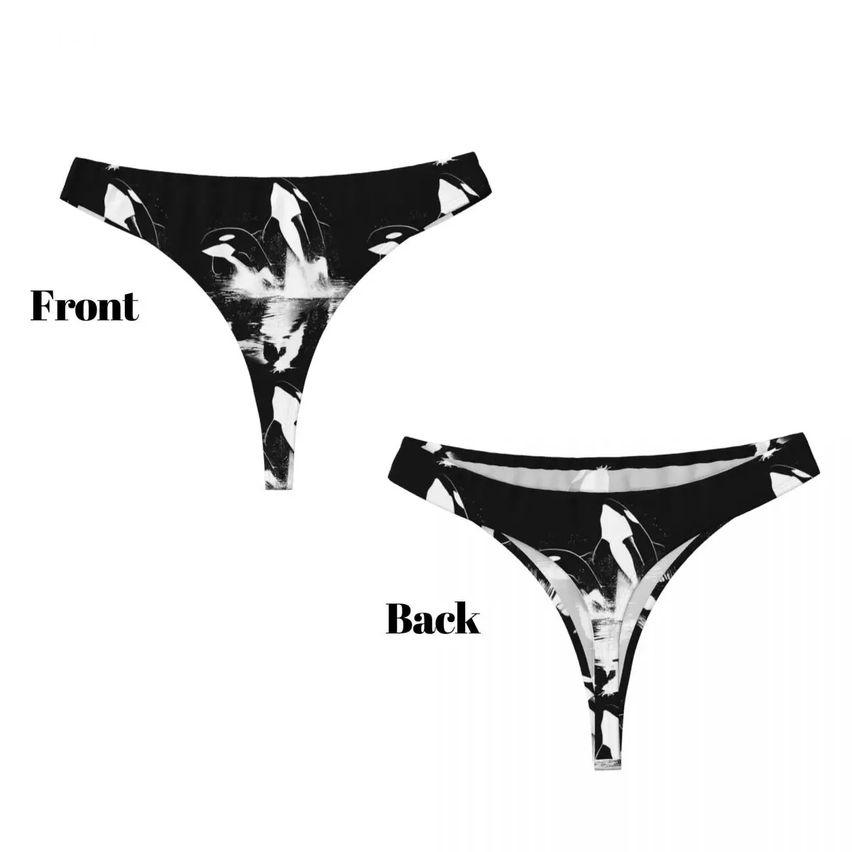 Custom Orca Aquatic Sea Ocean Killer Whale G-string Panties Breathable Women Stretch Thongs Comfort Underwear