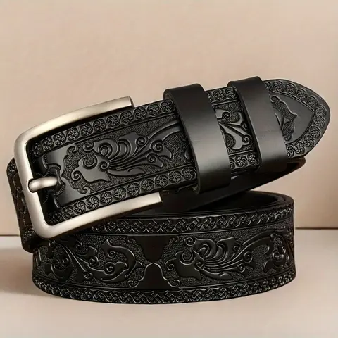 2026 PU Leather Men's Retro Western Style Belt, Alloy Buckle Luxury Brand Waistband, Durable Jeans Belt for Men Women Daily Wear