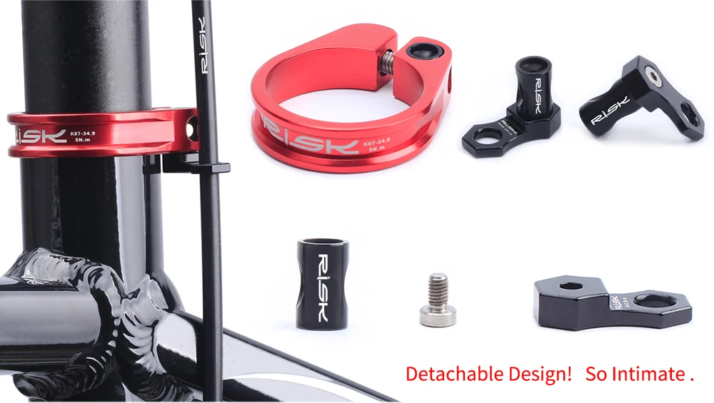 RISIKO 31,8mm 34,9mm Fahrrad Sattelstütze Klemme Aluminium MTB Mountain Road Fahrrad Sattelstütze Klemme Titan Bolzen mit Kabel Organizer – Detail 5