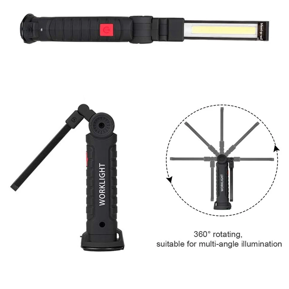 Multifunctional Folding Work Light Portable Camping Light USB Rechargeable Flashlight With Built-in Battery Magnetic Lamp