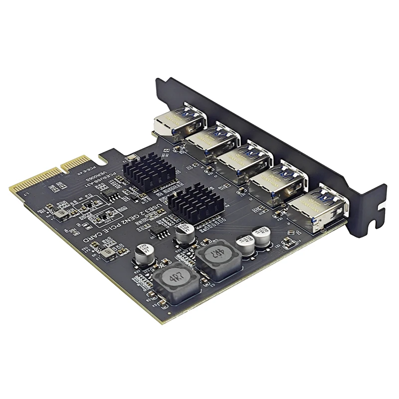 PCIE USB Expansion Card 5 Ports USB3.1 PCI Express X4 Add On Cards PCI-E USB HUB Adapter USB3.2 Gen2 10Gbps for Desktop Computer