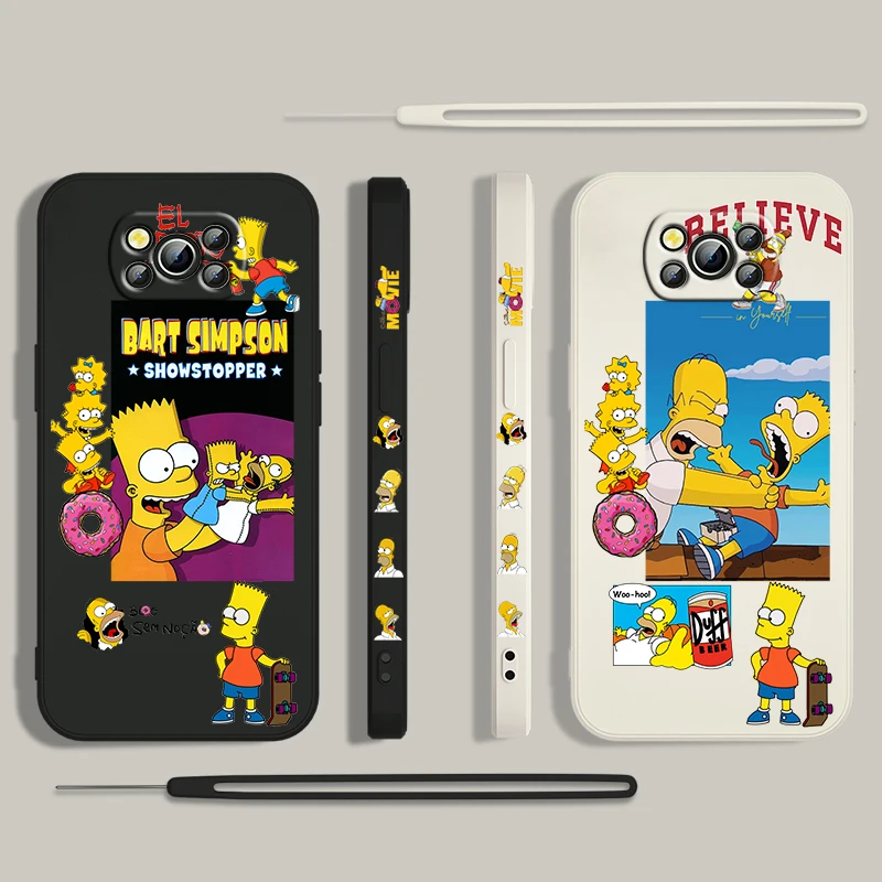 The Simpsons Homer Bart Disney For Xiaomi Poco Cover For X4 X3 F4 NFC M6 M5 M4 M3 GT S Pro 4G 5G Liquid Left Rope Phone Case