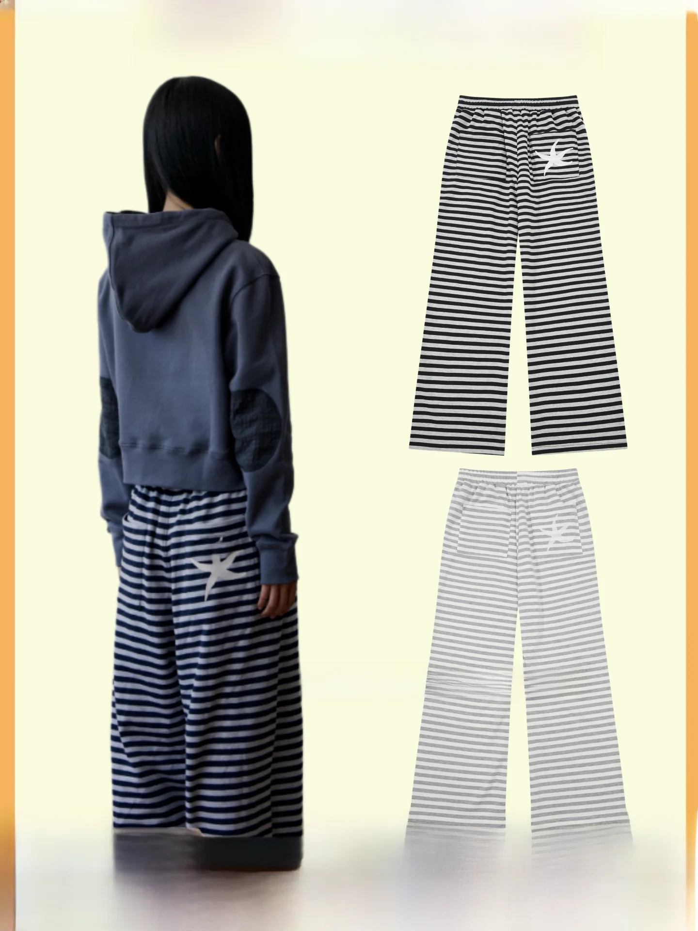 

Женские повседневные брюки из чистого хлопка в полоску, асимметричные, свободного кроя, прямые, длинные, весна 2026