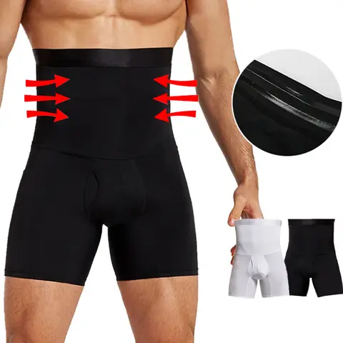 Pantalones cortos con Control de barriga para hombre, moldeador de cuerpo, compresión, entrenador de cintura alta, Control de barriga, ropa moldeadora adelgazante, Boxer, ropa interior Fajas