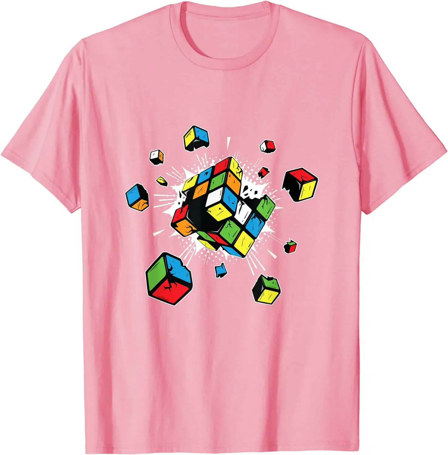

Exploding Rubix Rubics Present Gift for Kids T-Shirt Fitness Tight Tshirts Classic Tops Tees Cotton Men Casual