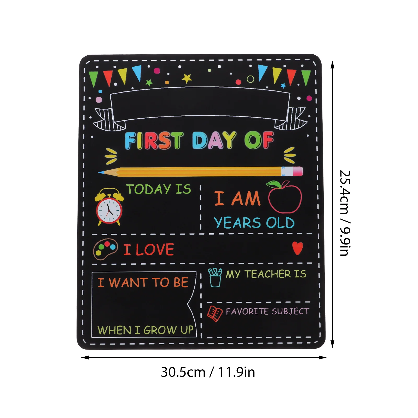 لافتة لوحة My First 1St Day of School، سبورة سبورة خشبية مزدوجة الجوانب قابلة لإعادة الاستخدام، ذكريات صور لمرحلة ما قبل المدرسة #3