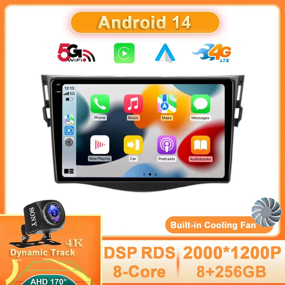 

Android 14 Car Radio For Toyota RAV4 Rav 4 2005 - 2013 Multimedia Stereo Video Player Carplay Navigation GPS 4G WIFI Auto QLED