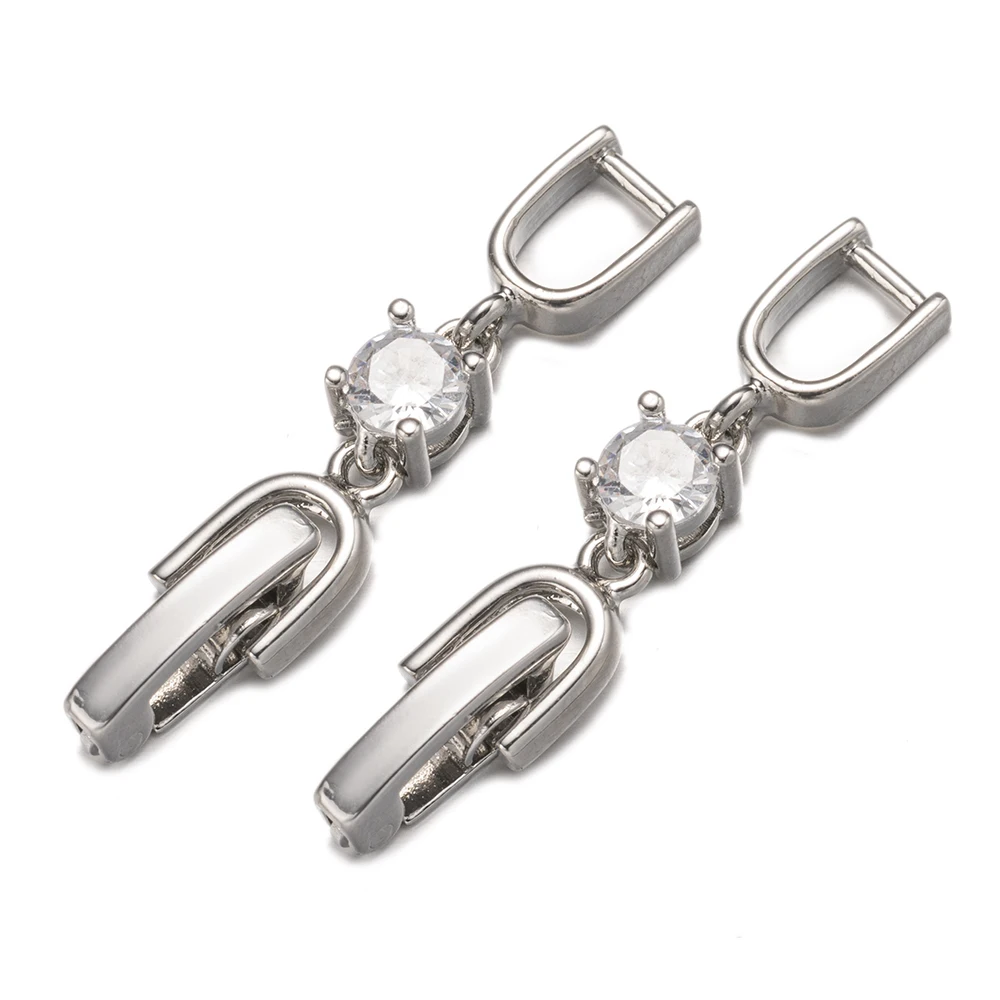 5pcs White Gold Plated Cubic Zirconia Necklace Bracelet Extenders Clasp Closures for DIY Jewelry Watch Band Making Supplies