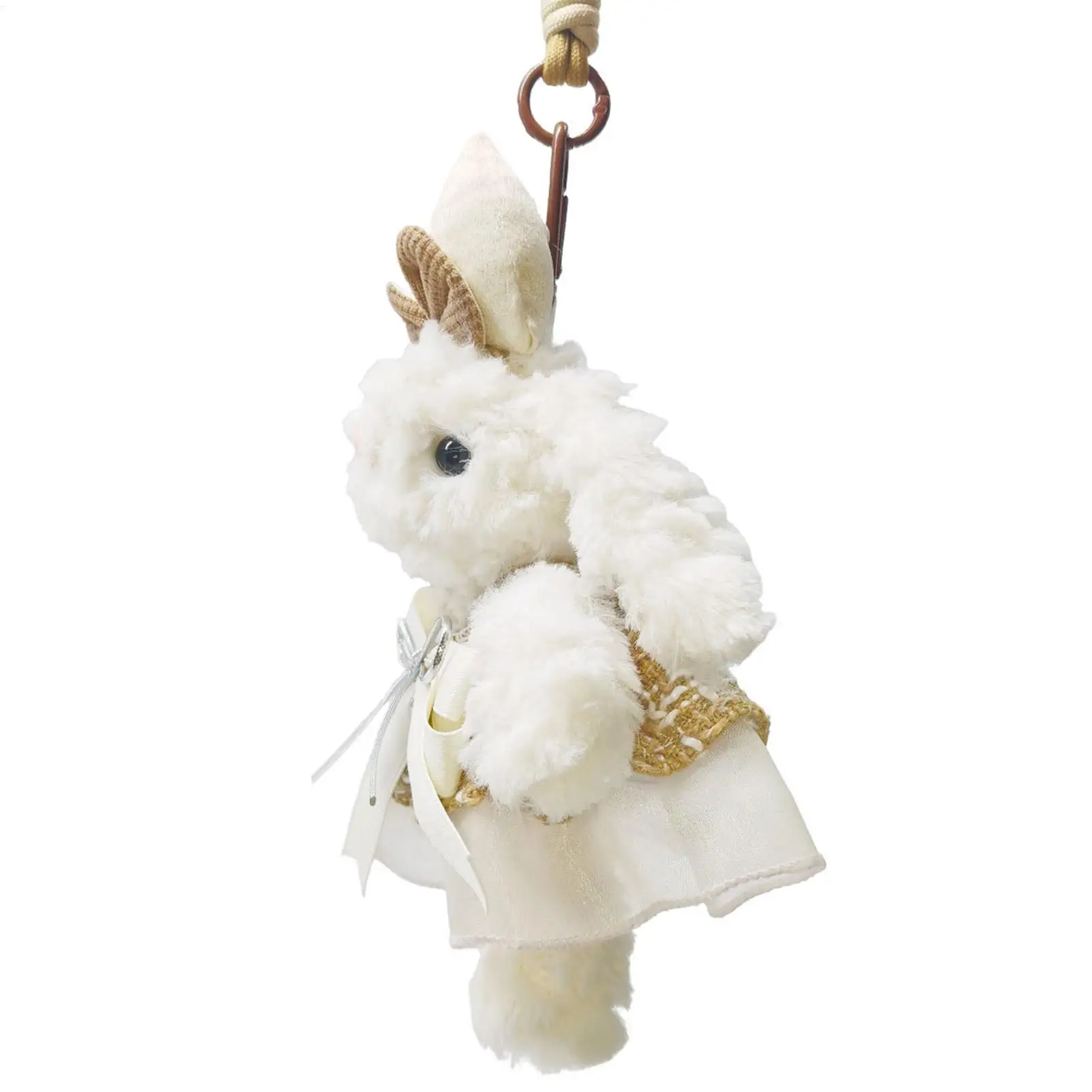 Bunny Plush Keychain 8.2 Inch Cute Animal Keyring Detachable Clothes Design Plush Keychain For Car Backpack Purse Wallet