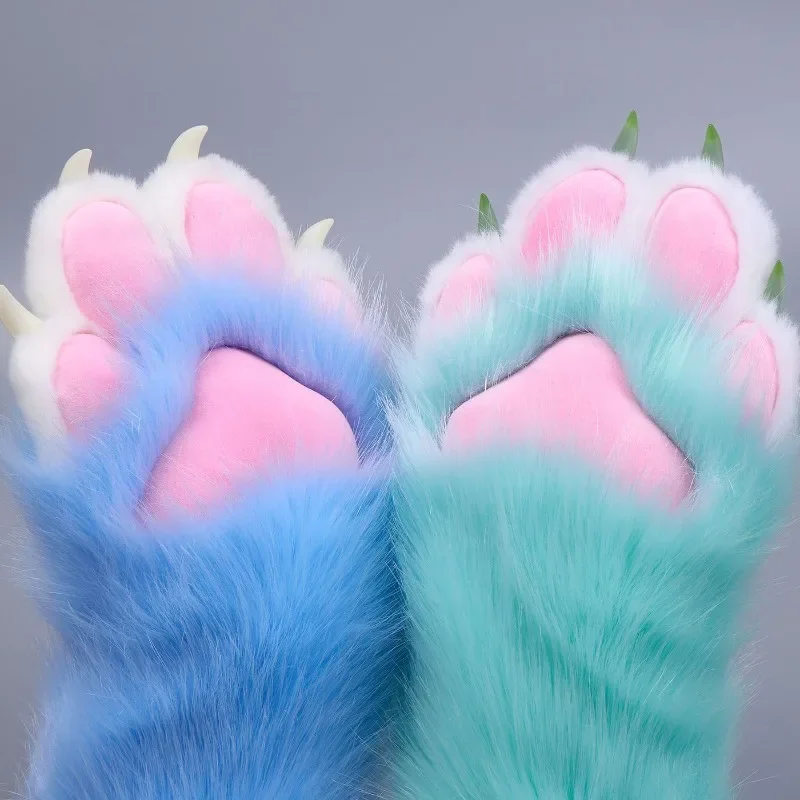 New arrival fursuit Kigurumi colorful cat paws cartoon plush furry cosplay Kig costume nail tiger claws full finger mitttace