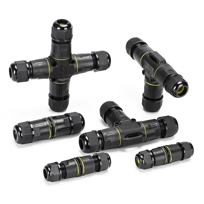 IP68 Waterproof 3-Way Connector Cable Wire Junction Box Outdoor LED Lighting X Y T Type with 2/3/4/5 Pin Screw Terminal