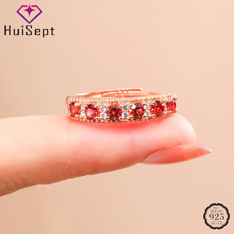 

HuiSept Retro Ruby Zircon Women Ring 925 Silver Jewelry for Wedding Engagement Party Gift Finger Rings Accessories Wholesale